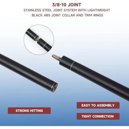 GSE Games & Sports Expert Matte Black 21oz Pool Cue Stick | 13mm Leather Tip, 3/8x10 Stainless Steel Joint thumbnail 3