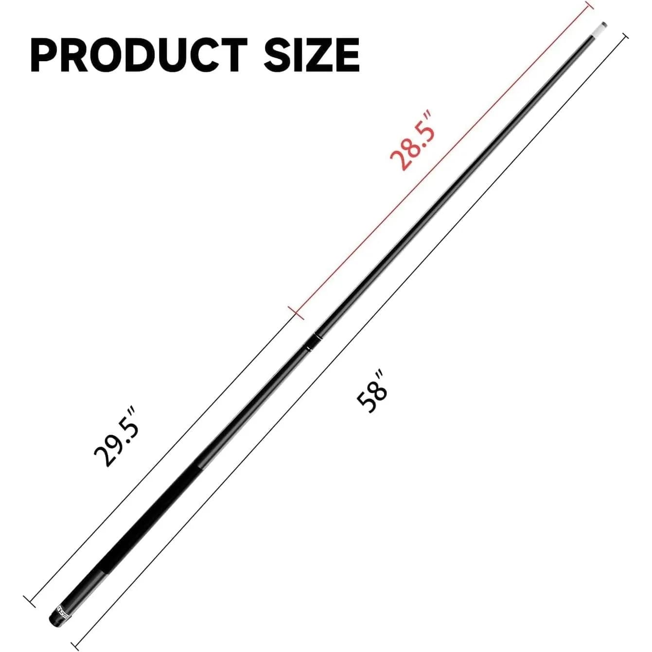 GSE Games & Sports Expert Matte Black 21oz Pool Cue Stick | 13mm Leather Tip, 3/8x10 Stainless Steel Joint - view 4