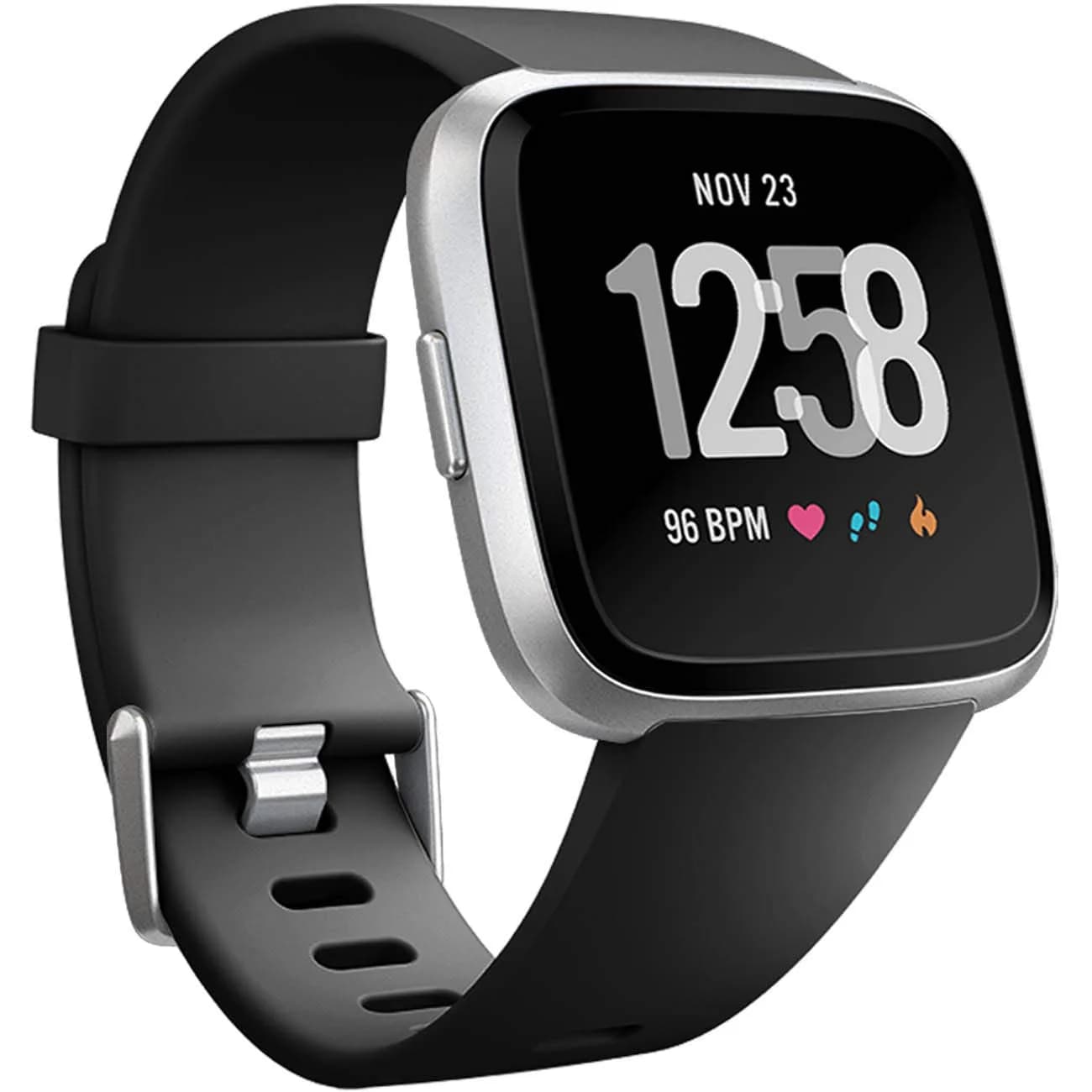 Wepro Sport Bands for Fitbit Versa 2, Versa, Lite - Gray Large (22mm) | Breathable Elastomer with Stainless Steel Buckle — Black / Large 7.2"-8.7"