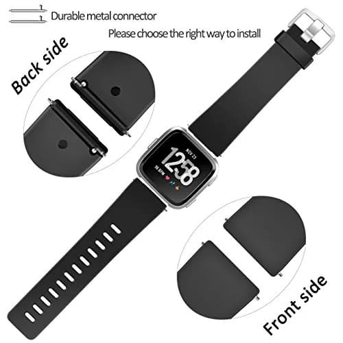 Wepro Sport Bands Compatible with Fitbit Versa 2, Versa Lite, Versa (Large, Black) | Soft Elastomer, Sweat-Resistant, Secure Buckle thumbnail 4