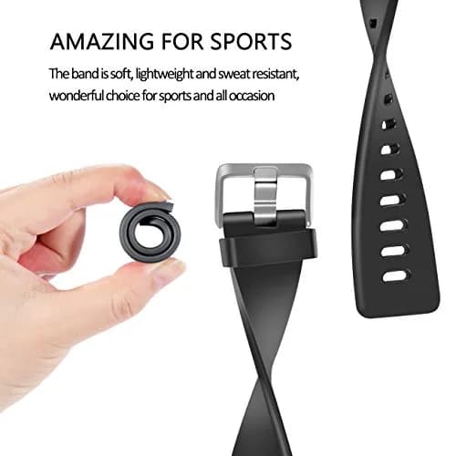 Wepro Sport Bands Compatible with Fitbit Versa 2, Versa Lite, Versa (Large, Black) | Soft Elastomer, Sweat-Resistant, Secure Buckle thumbnail 5