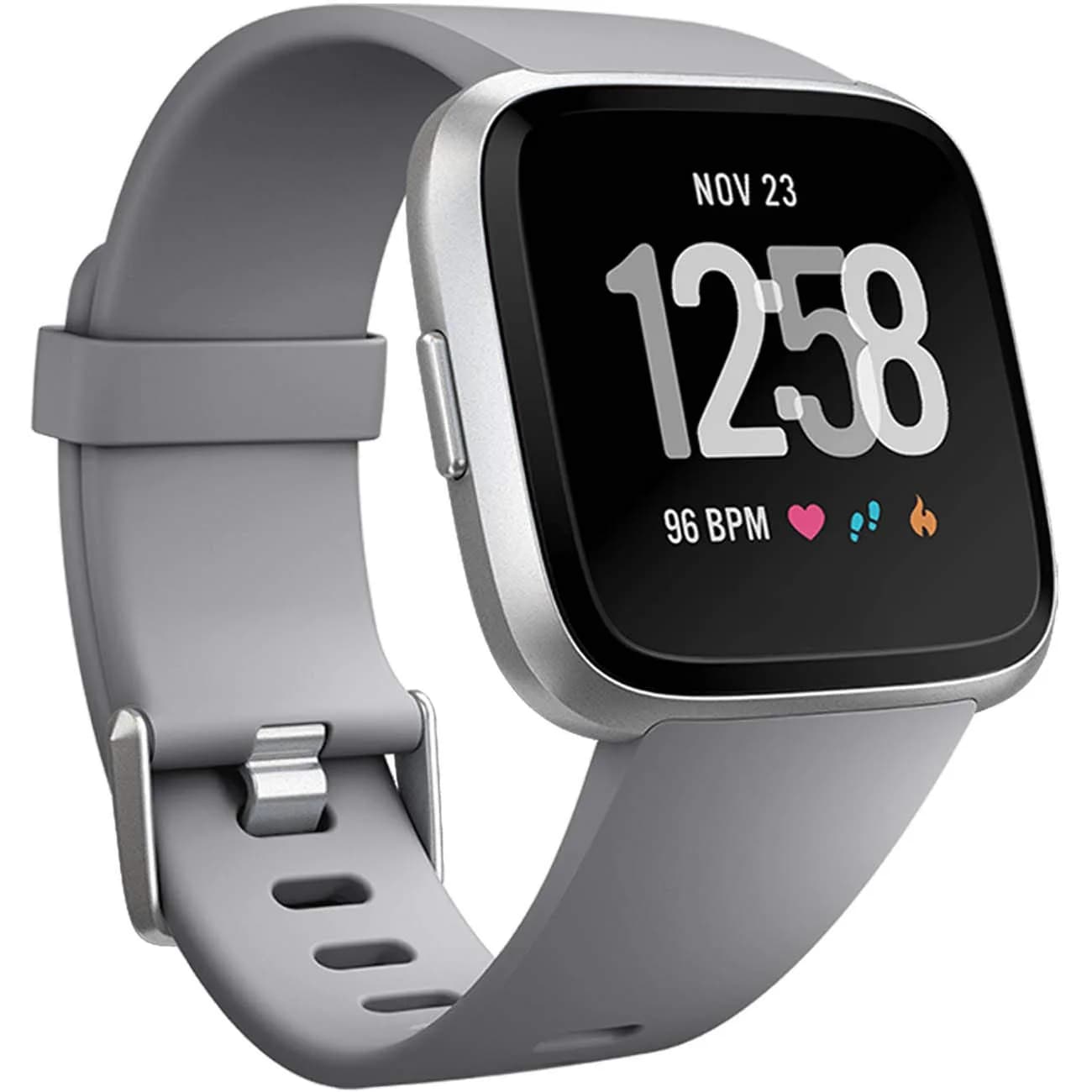 Wepro Sport Bands for Fitbit Versa 2, Versa, Lite - Gray Large (22mm) | Breathable Elastomer with Stainless Steel Buckle — Gray