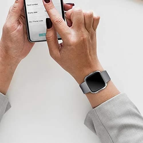 Wepro Sport Bands for Fitbit Versa 2, Versa, Lite - Gray Large (22mm) | Breathable Elastomer with Stainless Steel Buckle thumbnail 6