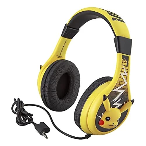 eKids Pokemon Pikachu Wired Kids Headphones, Adjustable, Stereo Sound, 3.5mm Jack, Tangle-Free, Volume Control, Children's Headband On Ear | Safe Volume for Kids thumbnail 1