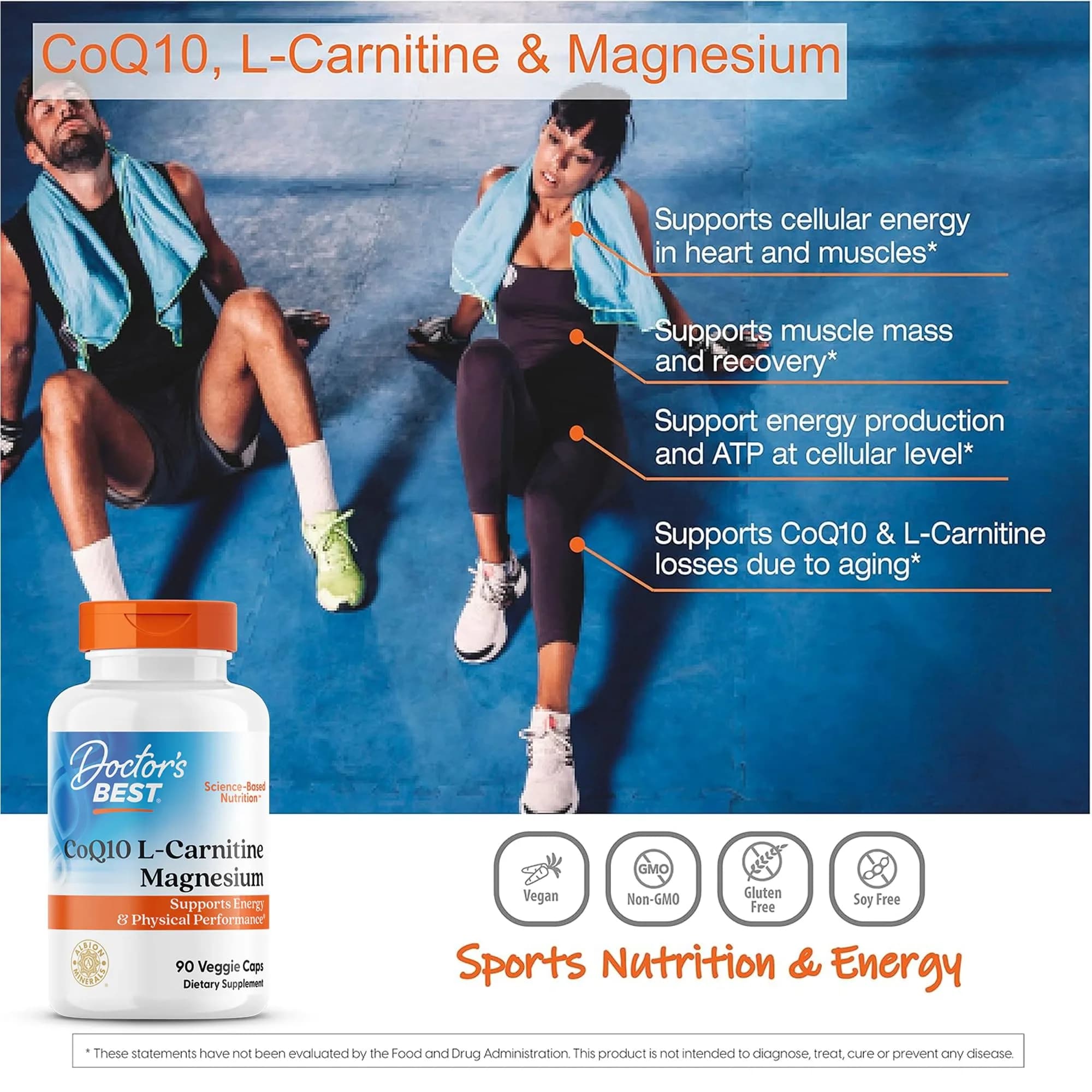 Doctor's Best CoQ10 L-Carnitine Magnesium Supplement 90 Veg Caps | Energy & Exercise Support - view 6