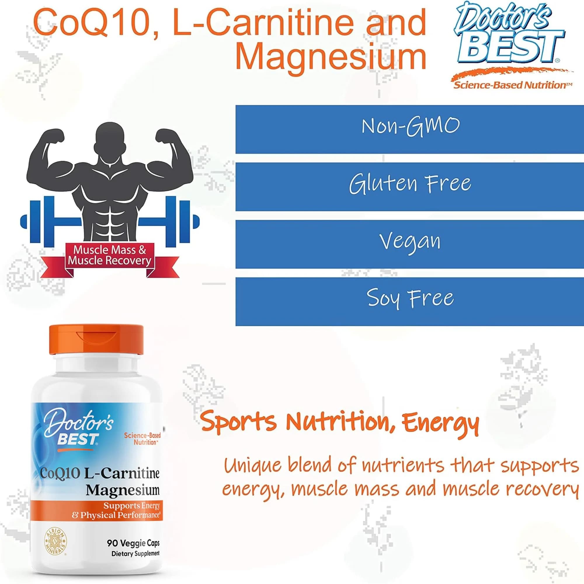 Doctor's Best CoQ10 L-Carnitine Magnesium Supplement 90 Veg Caps | Energy & Exercise Support - view 7