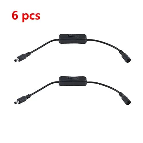 Antrader 6pcs DC Inline On/Off Switch Cables 5.5x2.1mm Male to Female 29.5cm (11.6 Inch) | Control LED Lights Easily thumbnail 6