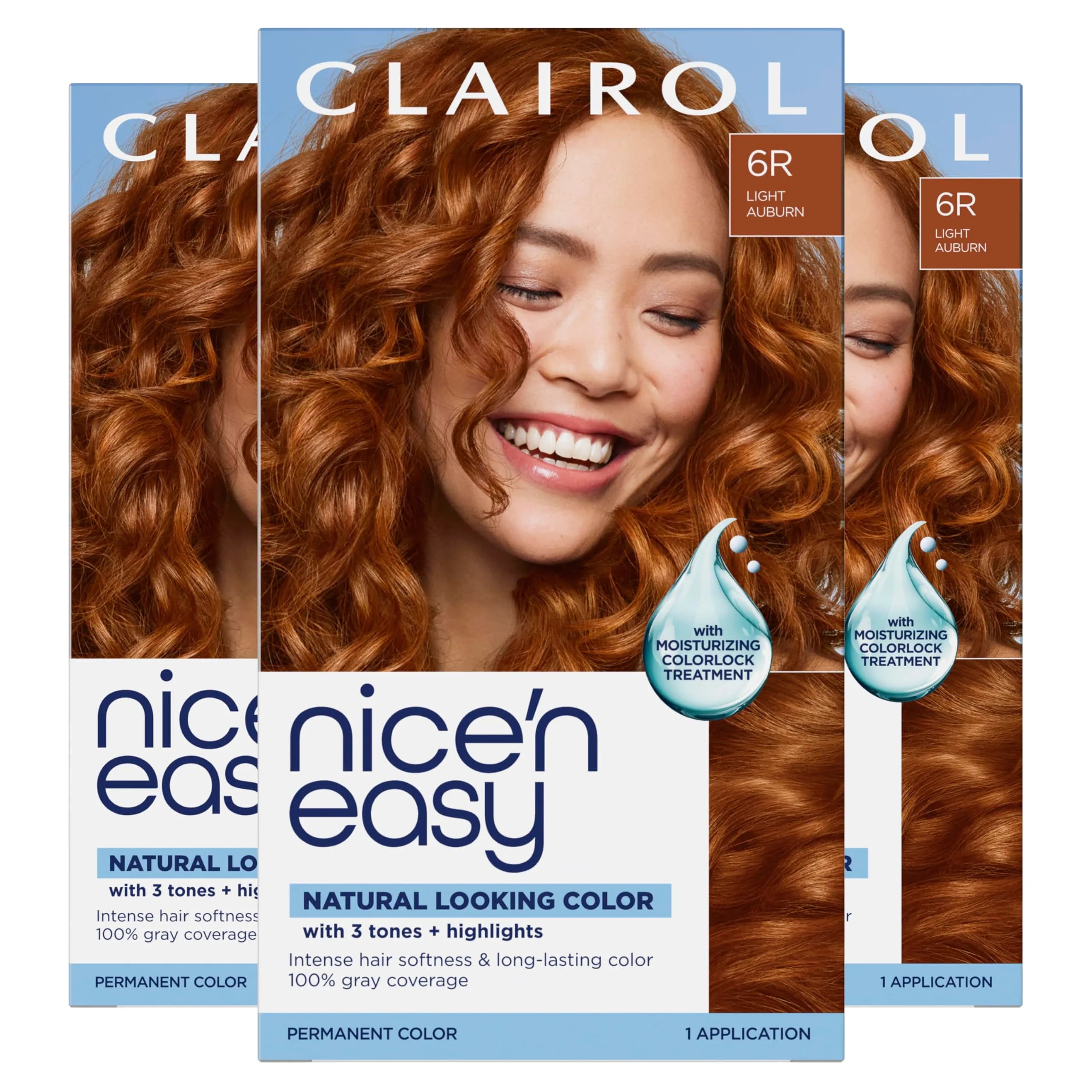 Clairol Nice'n Easy Permanent Hair Dye 6R Light Auburn, 6.26 Fl Oz (Pack of 3) - main product image