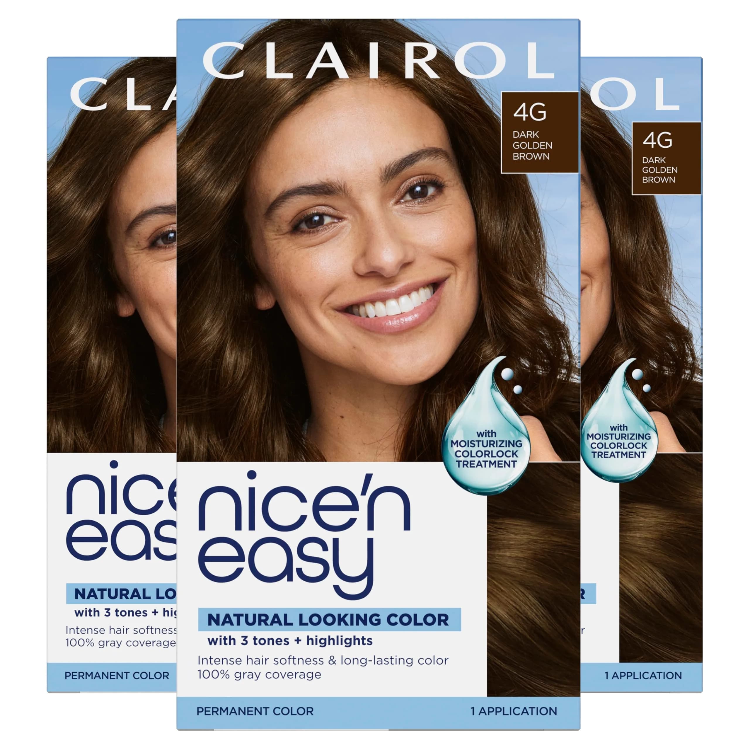 Clairol Nice'n Easy Permanent Hair Dye 4G Dark Golden Brown - 6.26 Fl Oz (Pack of 3) - main product image