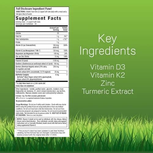 Irwin Naturals Mega D3 & K2 + Turmeric Extract | High Potency | 60 Softgels thumbnail 2
