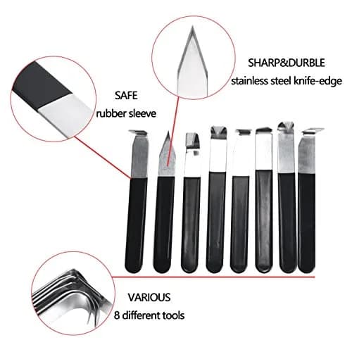 YaeTek 8 Pack Pottery Tools Stainless Steel, 8 Styles Carving Shaping Knives Craft Trimming Clay Sculpture Hand Tools Artist Ceramic Tools Set for Carving, Sculpting, Shaping, Modeling thumbnail 2