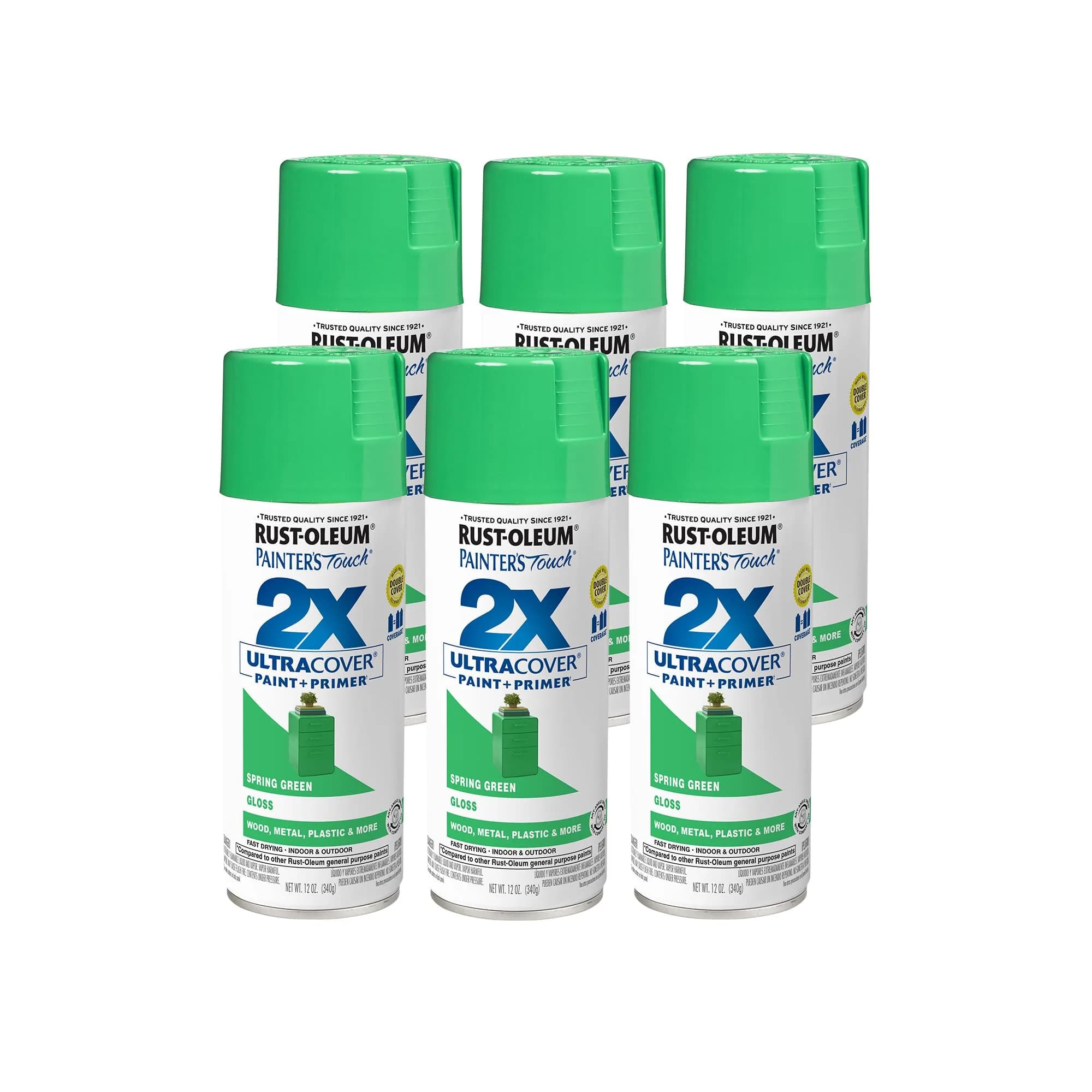 Rust-Oleum Painter's Touch 2X Ultra Cover Spray Paint, Gloss Spring Green, 340g (12 Oz) | Professional Grade, Indoor/Outdoor Use - main product image