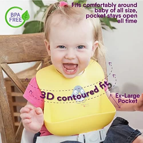 NatureBond Waterproof Baby Bibs Set of 2 with Pouch | Food Grade Silicone Weaning Bibs for Babies & Toddlers thumbnail 4