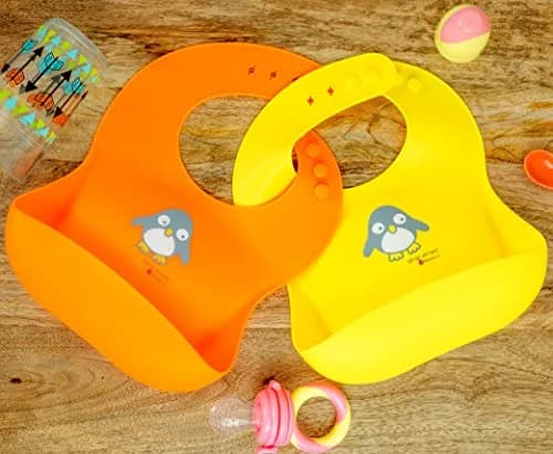 NatureBond Waterproof Baby Bibs Set of 2 with Pouch | Food Grade Silicone Weaning Bibs for Babies & Toddlers thumbnail 9