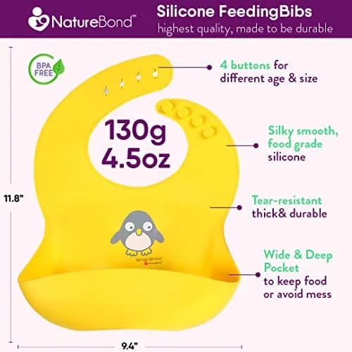 NatureBond Waterproof Baby Bibs Set of 2 with Pouch | Food Grade Silicone Weaning Bibs for Babies & Toddlers thumbnail 2