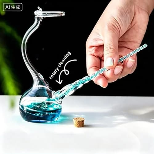 Earlyred Calligraphy Pen Set Handmade Glass Dip Pen Holder Crystal Drip Fountain Pen Writing Signatures Pen Ink Washing Inkwell Pen Decoration Office Student Gift Blue (Not Ink) thumbnail 3