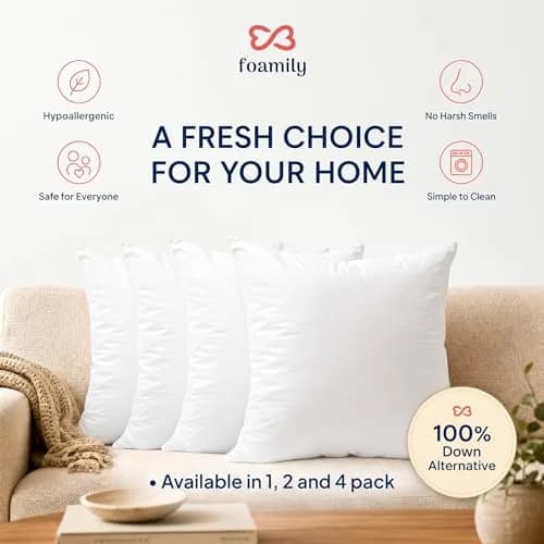 Foamily 12x20 Lumbar Pillow Inserts, White | Plush Support for Couch & Bed (70-120c) thumbnail 2