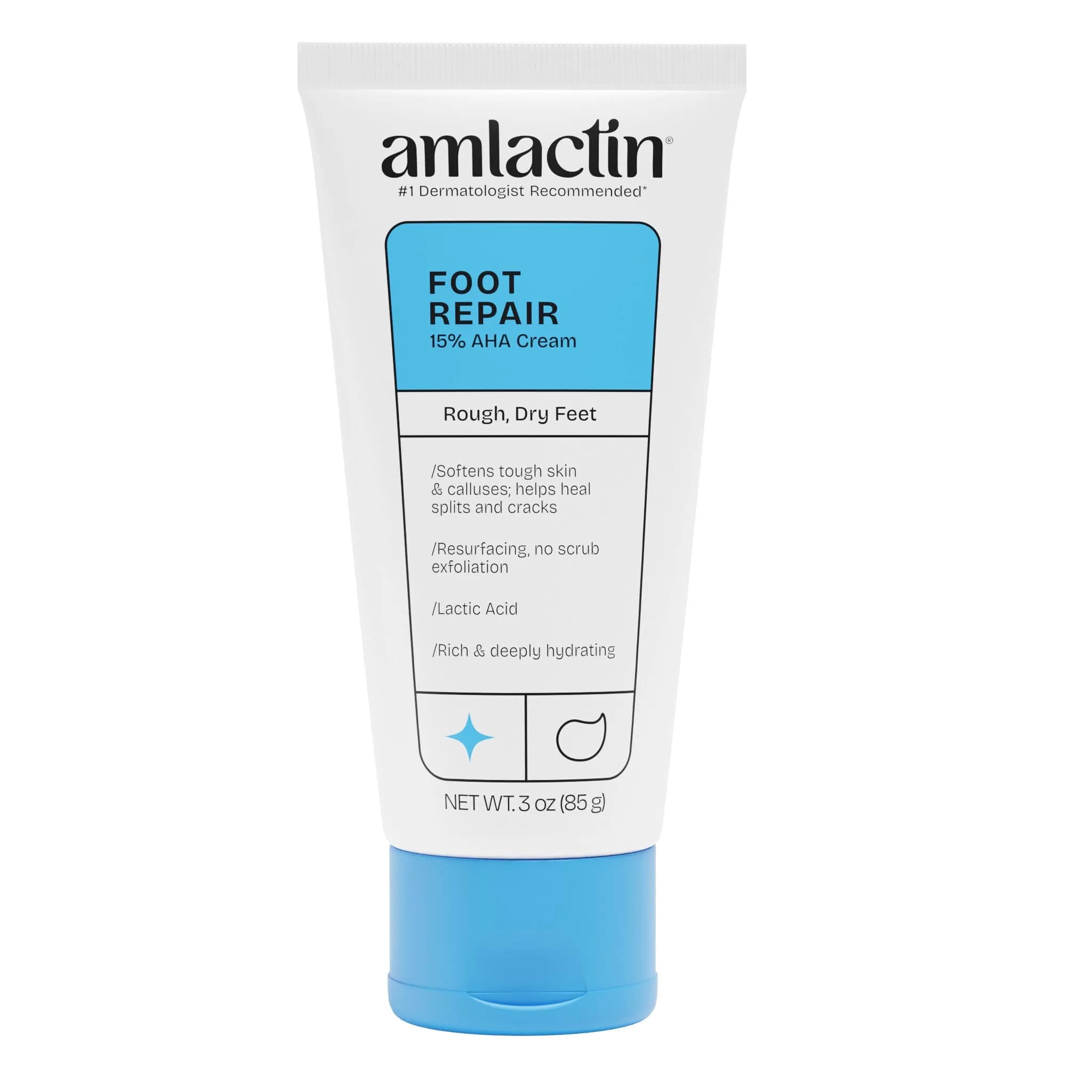 AmLactin Foot Repair Cream 3 oz (85g) | 15% Lactic Acid for Cracked Heels — Foot Cream