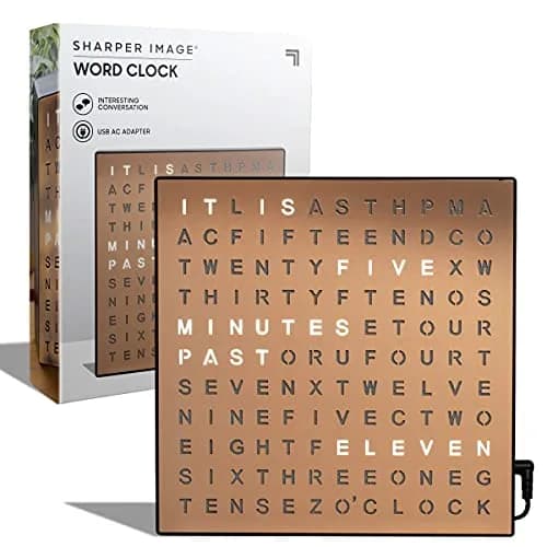 Sharper Image LED Word Clock 7.75" Copper Finish | Modern Time Display with USB Power thumbnail 1