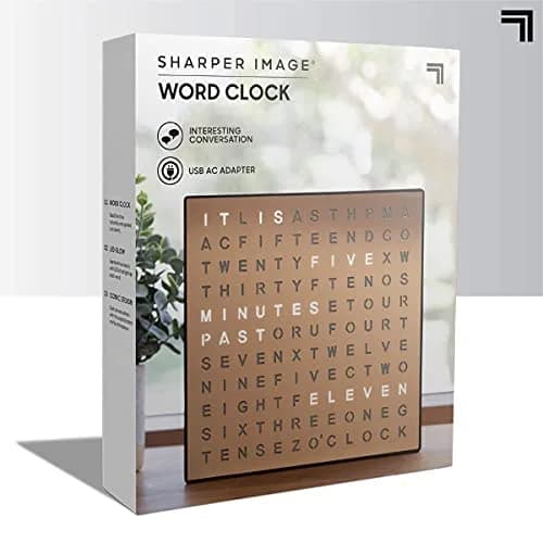 Sharper Image LED Word Clock 7.75" Copper Finish | Modern Time Display with USB Power thumbnail 9