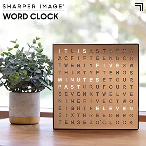 Sharper Image LED Word Clock 7.75" Copper Finish | Modern Time Display with USB Power thumbnail 2