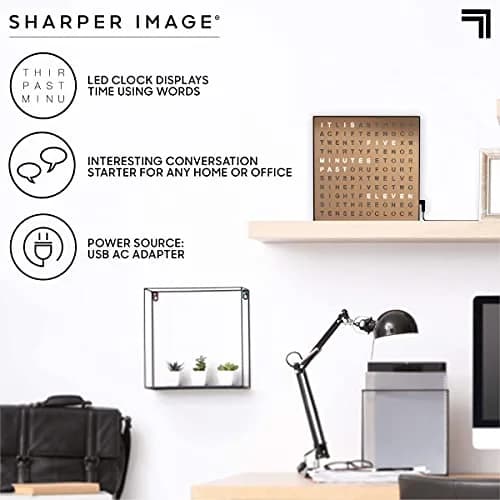 Sharper Image LED Word Clock 7.75" Copper Finish | Modern Time Display with USB Power thumbnail 3