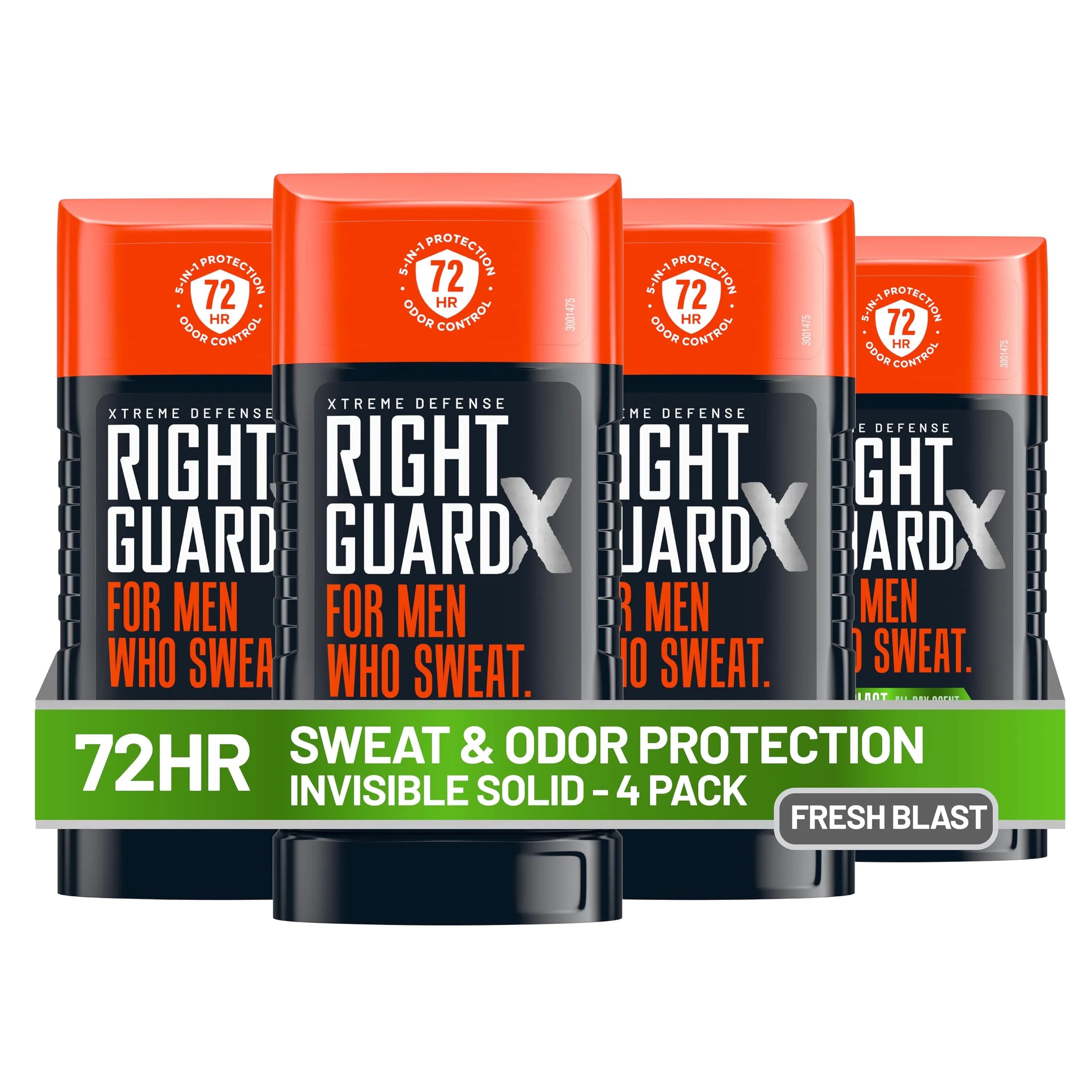 Right Guard Xtreme Defense Invisible Solid Antiperspirant Deodorant Fresh Blast Scent 10.4 oz (4 Pack) | 72-Hour Odor Control - main product image