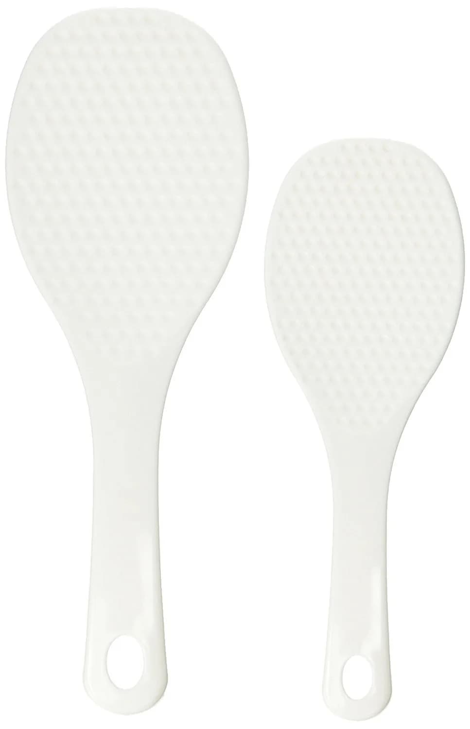 Inomata White Rice Paddle Set | 2-Pack, 19cm (7.5") & 16cm (6.25") — White