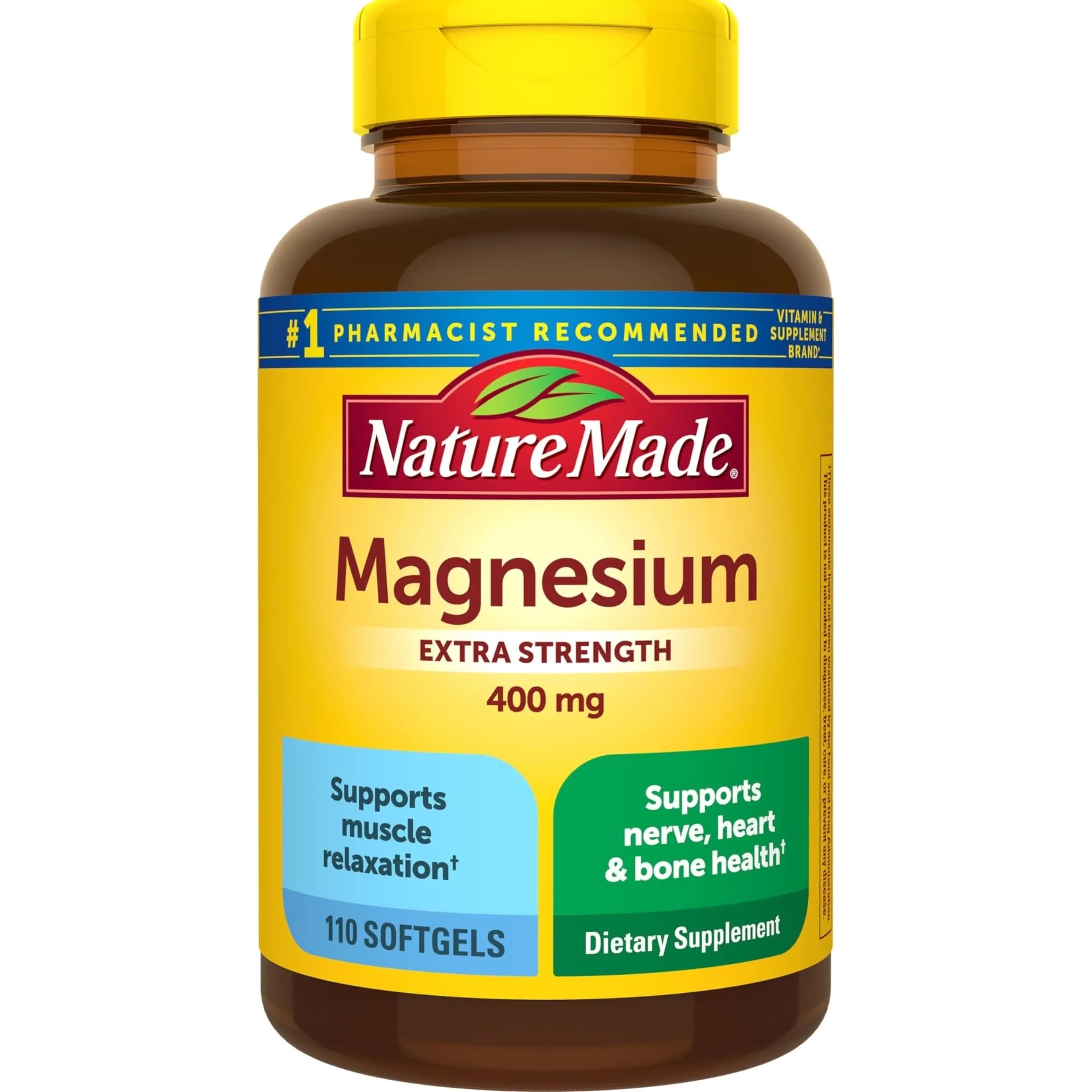 Nature Made Magnesium Oxide Extra Strength 400 mg Softgels 110 Count (110 Day Supply) | Supports Nerve, Bone & Heart Health — Softgel