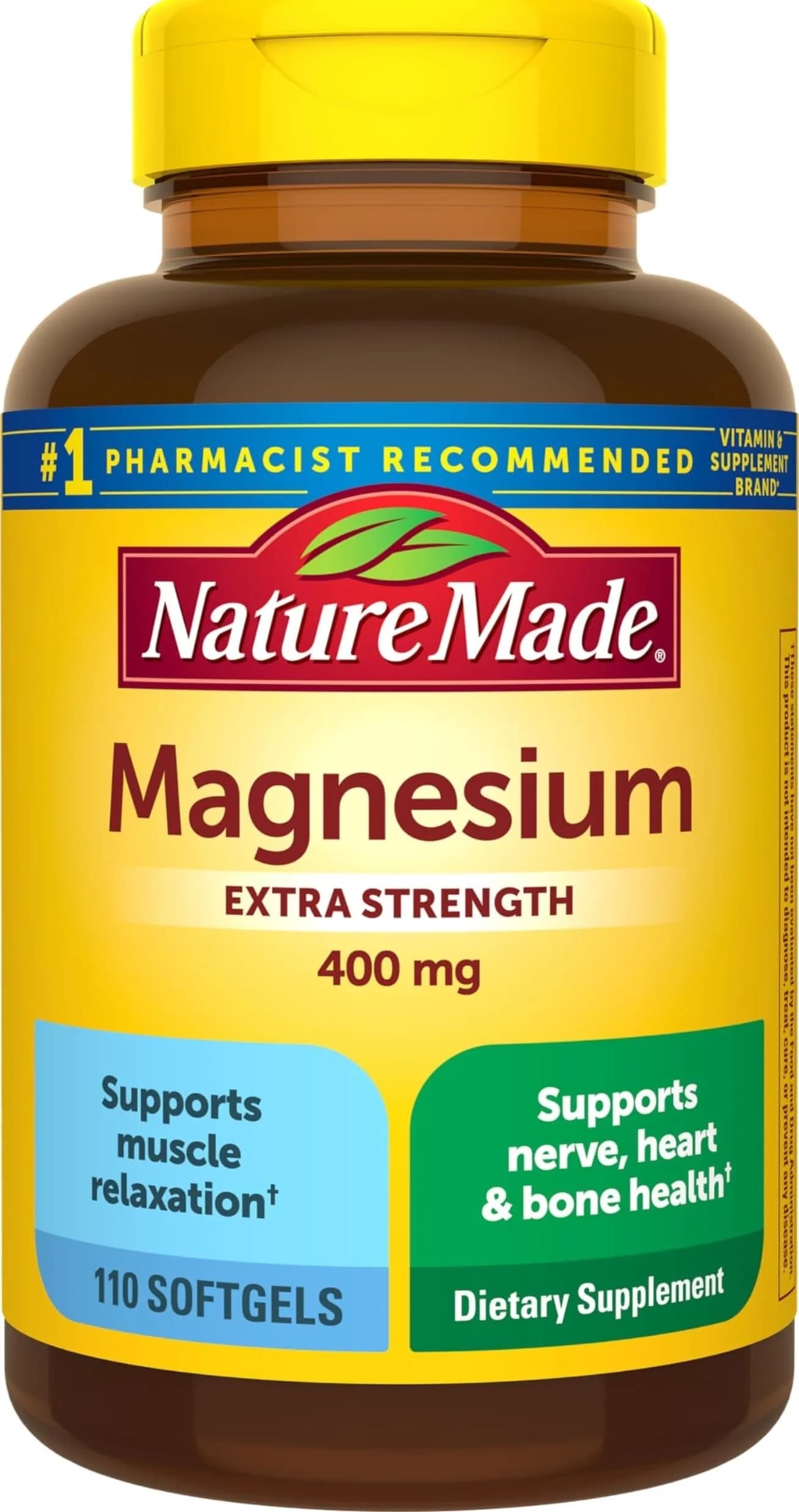 Nature Made Magnesium Oxide Extra Strength 400 mg Softgels 110 Count (110 Day Supply) | Supports Nerve, Bone & Heart Health - main product image