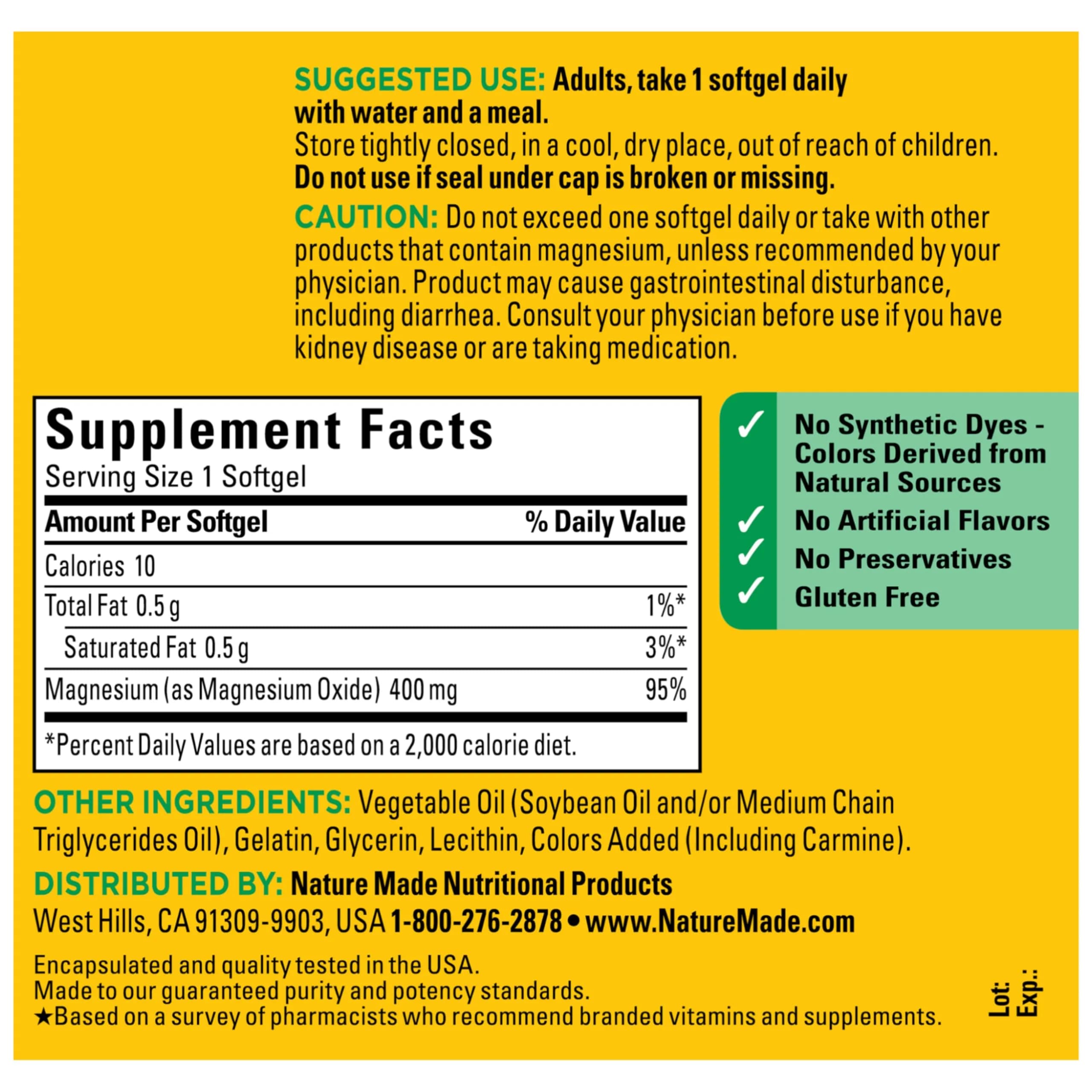 Nature Made Magnesium Oxide Extra Strength 400 mg Softgels 110 Count (110 Day Supply) | Supports Nerve, Bone & Heart Health - view 7