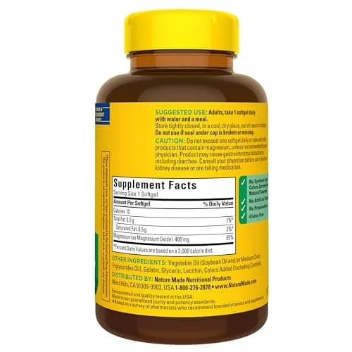 Nature Made Magnesium Oxide Extra Strength 400 mg Softgels 110 Count (110 Day Supply) | Supports Nerve, Bone & Heart Health thumbnail 8