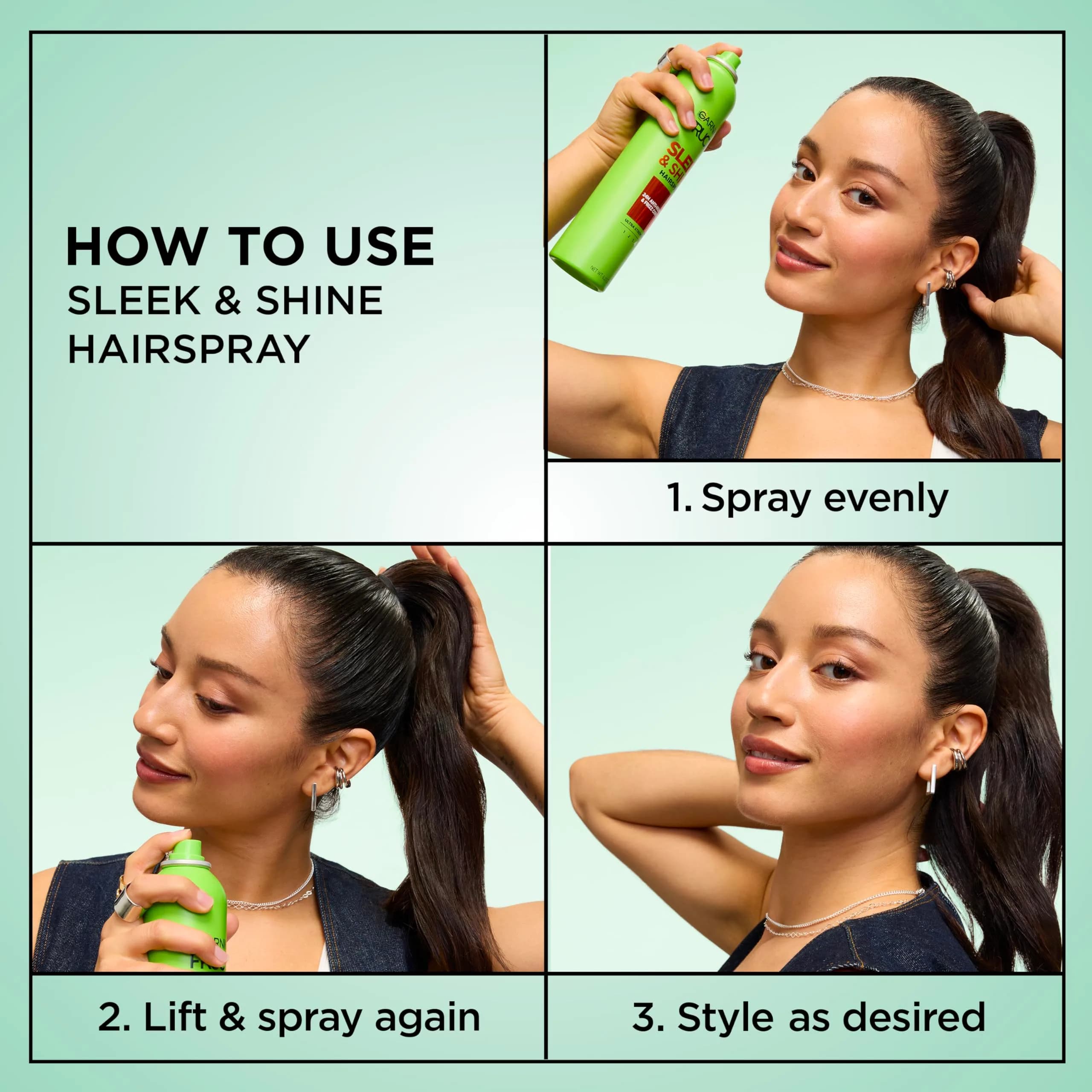 Garnier Fructis Sleek & Shine Anti Humidity Hairspray, Extra Strong Hold, 247.5ml (8.25 oz) | Controls Frizz & Humidity - view 4