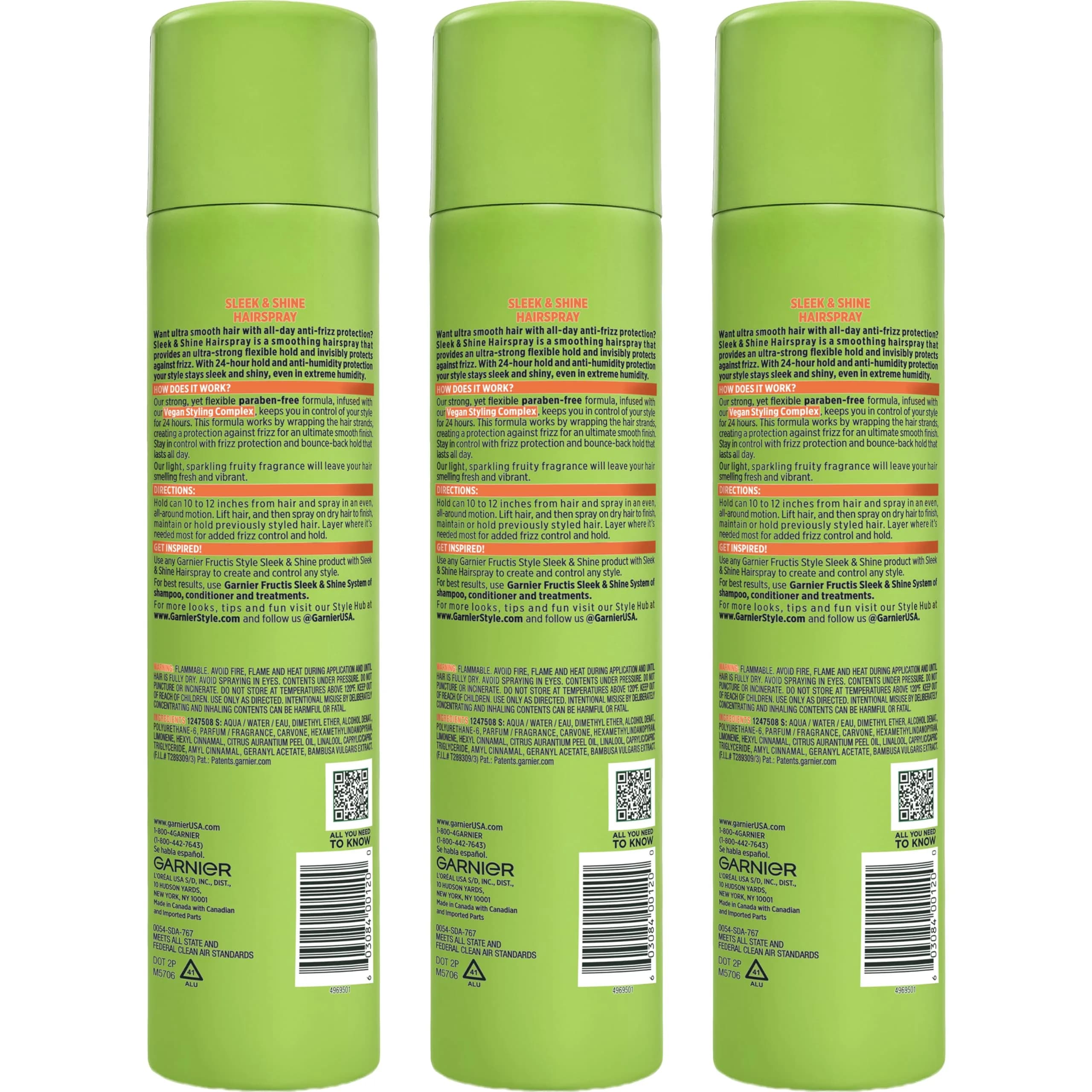 Garnier Fructis Sleek & Shine Anti Humidity Hairspray, Extra Strong Hold, 247.5ml (8.25 oz) | Controls Frizz & Humidity - view 9