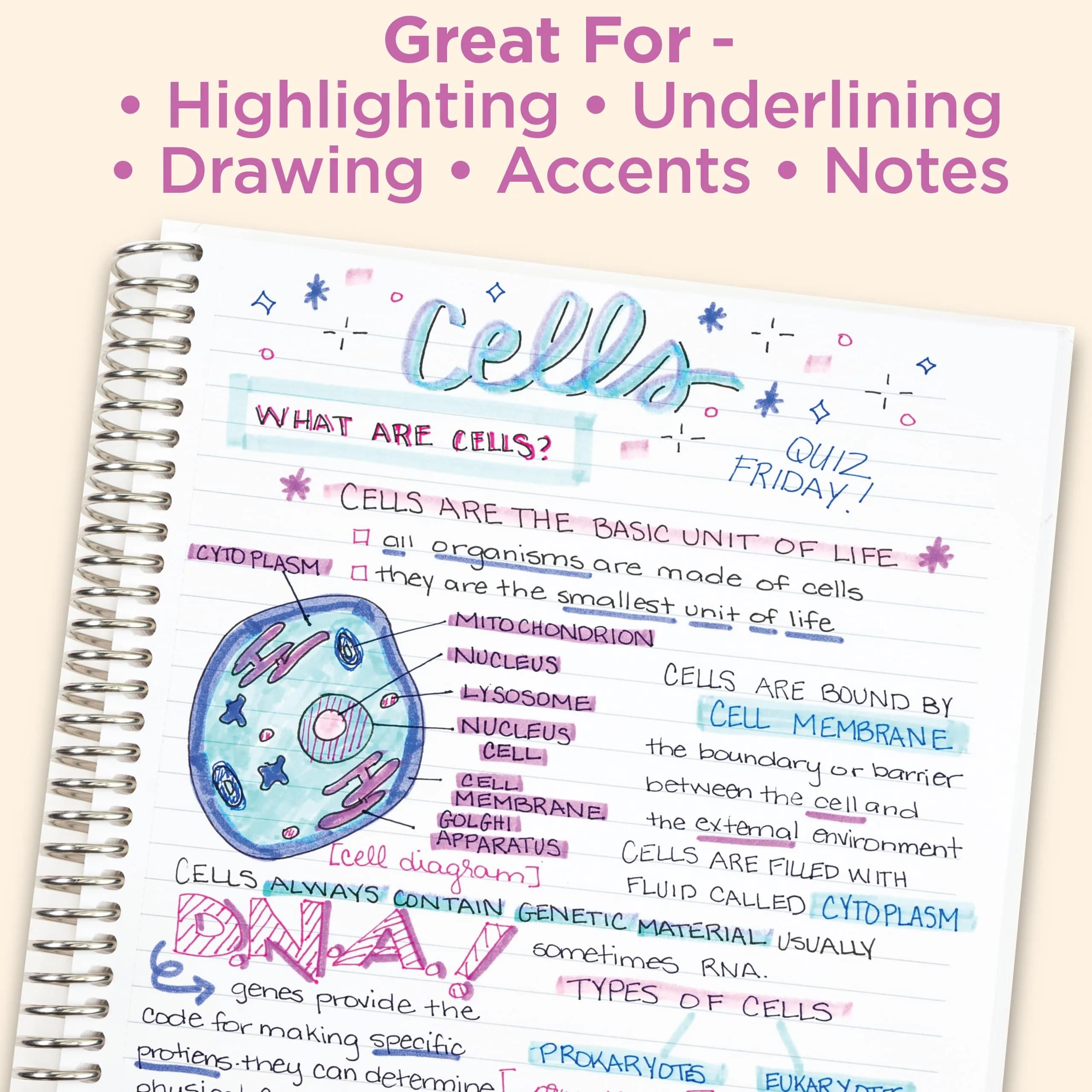 Zebra Pen Mildliner Highlighters Cool and Refined Dual Tip 5-Pack | No Bleed Ink for Study and Creative Use - view 7