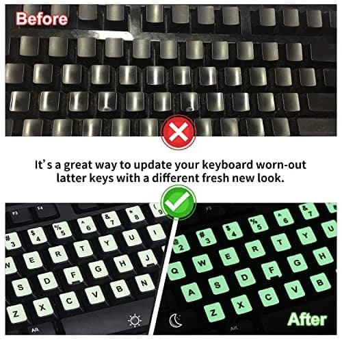 CaseBuy 2PCS Pack Universal English Keyboard Stickers Glow in The Dark | Luminous PVC for Laptops thumbnail 4