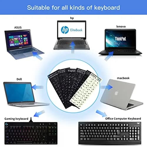 CaseBuy 2PCS Pack Universal English Keyboard Stickers Glow in The Dark | Luminous PVC for Laptops thumbnail 7