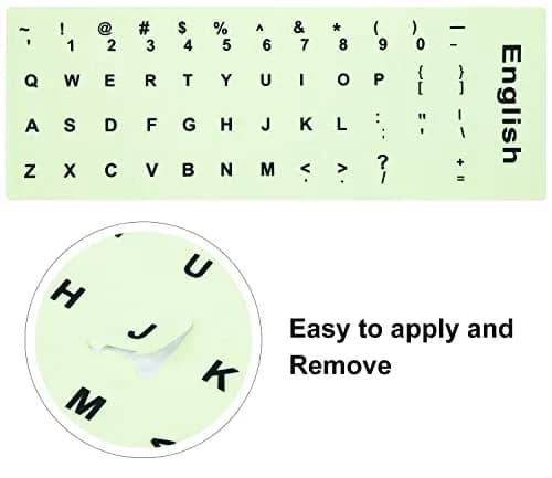CaseBuy 2PCS Pack Universal English Keyboard Stickers Glow in The Dark | Luminous PVC for Laptops thumbnail 3