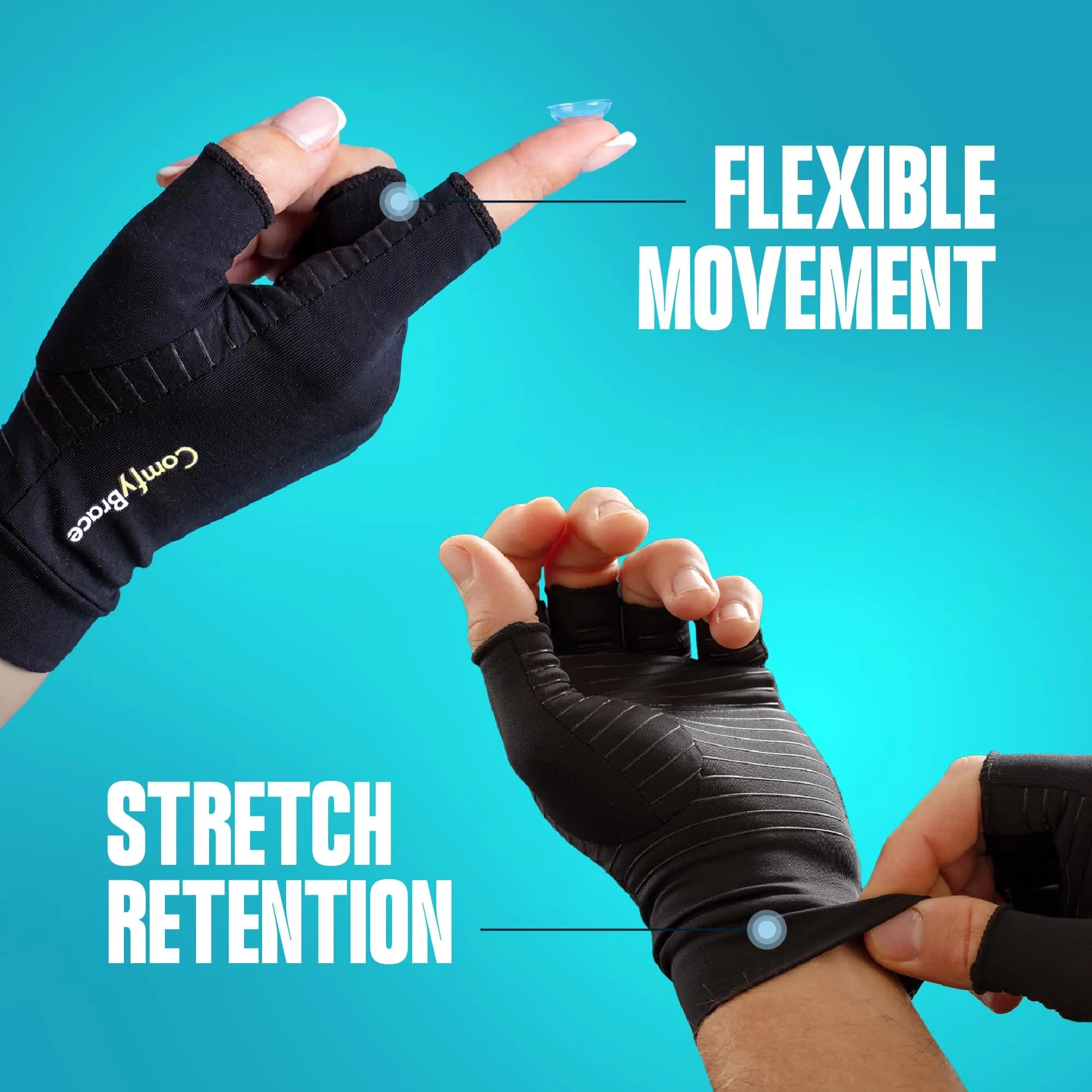 ComfyBrace Copper Infused Compression Arthritis Gloves, Large (1 Pair) | Support for Hand & Finger Pain Relief - view 6