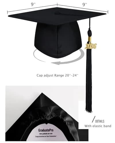 GraduatePro Unisex Adult Graduation Cap and Gown Set 2026 | Black, 45 in | Premium Polyester, Wrinkle-Free (70-120 chars) thumbnail 4