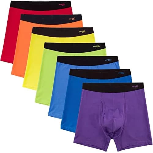 INNERSY Men's Cotton Boxer Briefs 7-Pack Bright Rainbow XL | Breathable & Stretchy for All-Day Comfort thumbnail 1