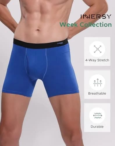 INNERSY Men's Cotton Boxer Briefs 7-Pack Bright Rainbow XL | Breathable & Stretchy for All-Day Comfort thumbnail 2