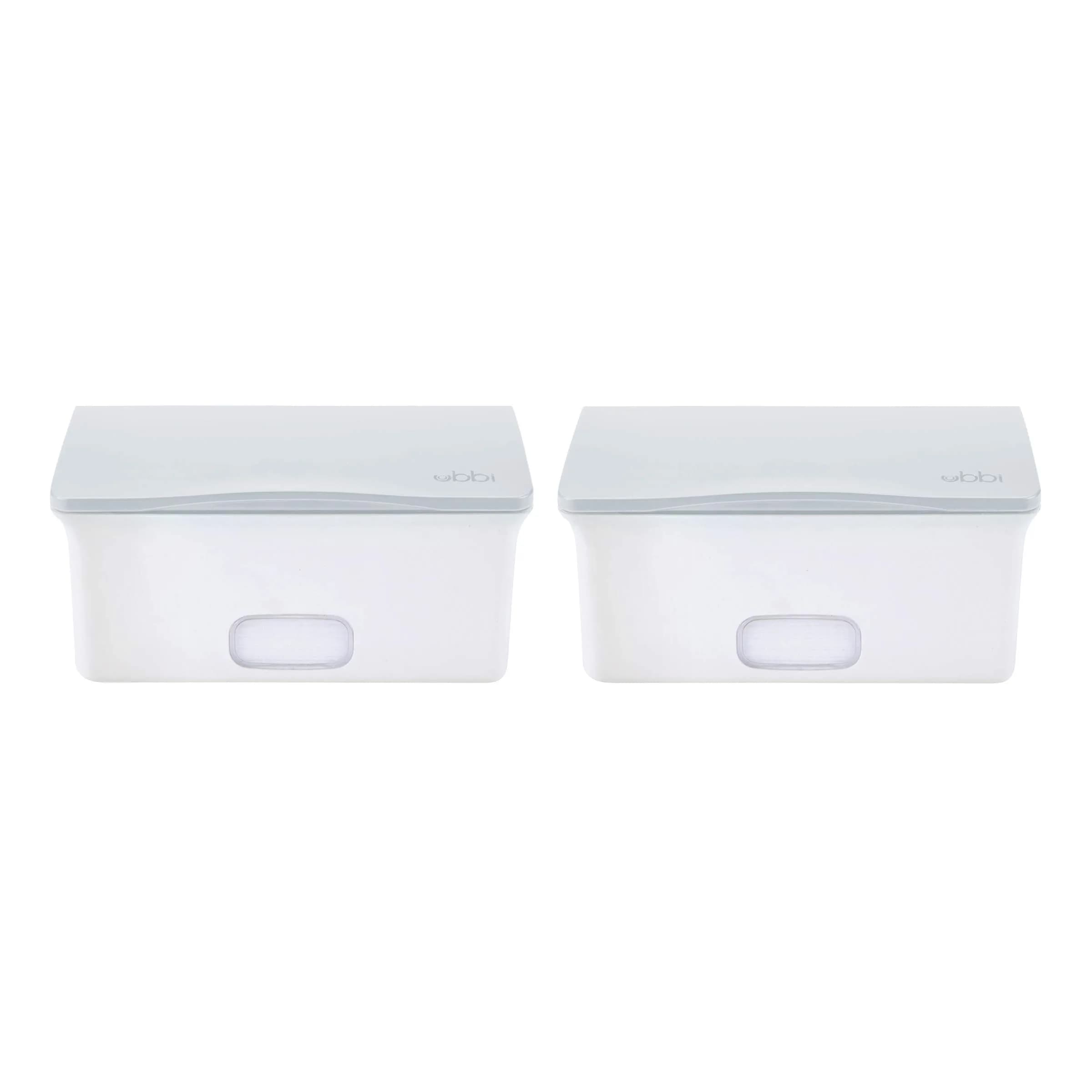 Ubbi Baby Wipes Dispenser with Weighted Plate, Gray 2 Pack | Keeps Wipes Fresh & Moist for Easy Diaper Changes - main product image