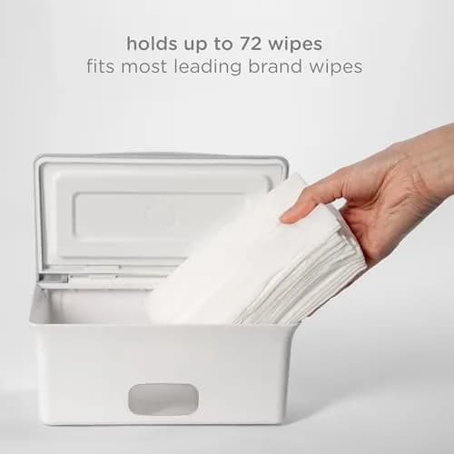 Ubbi Baby Wipes Dispenser with Weighted Plate, Gray 2 Pack | Keeps Wipes Fresh & Moist for Easy Diaper Changes thumbnail 6