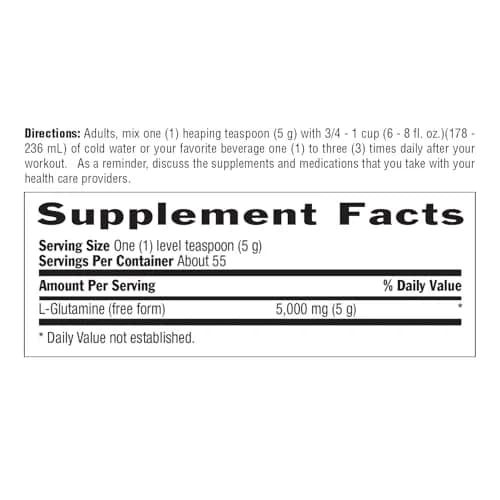 Country Life Glutamine Pure Powder 5,000 mg | Unflavored, 55 Servings, 9.7 oz | Supports Muscle & Gut Health thumbnail 5