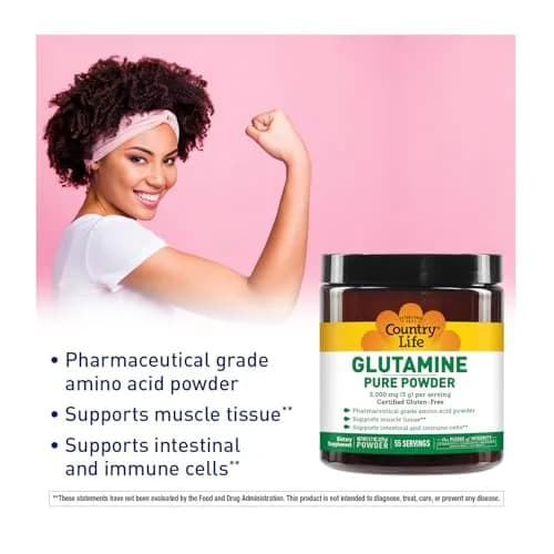 Country Life Glutamine Pure Powder 5,000 mg | Unflavored, 55 Servings, 9.7 oz | Supports Muscle & Gut Health thumbnail 2
