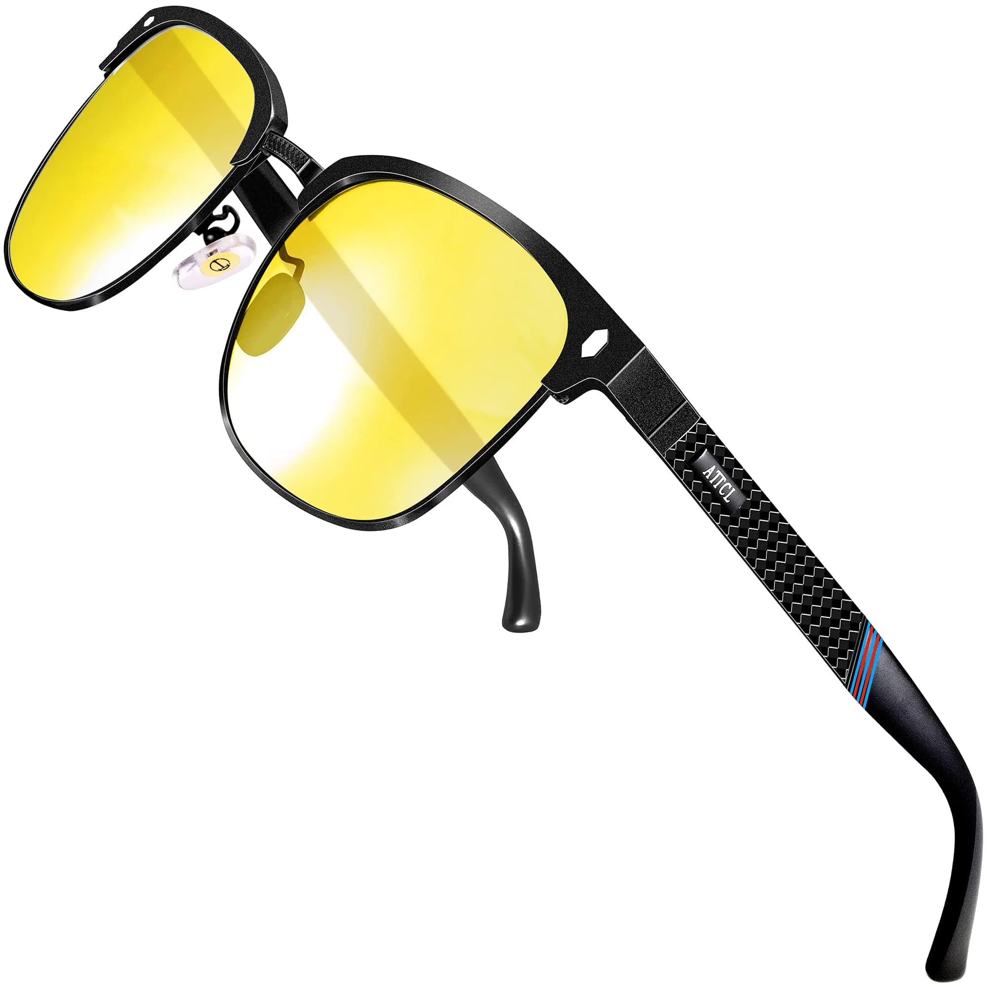 ATTCL Night Driving Glasses for Men & Women HD Yellow Lenses | Anti-Glare, Lightweight Metal Frame (135mm) | Night Safety