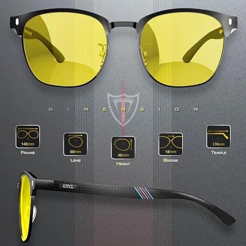ATTCL Night Driving Glasses for Men & Women HD Yellow Lenses | Anti-Glare, Lightweight Metal Frame (135mm) | Night Safety thumbnail 5