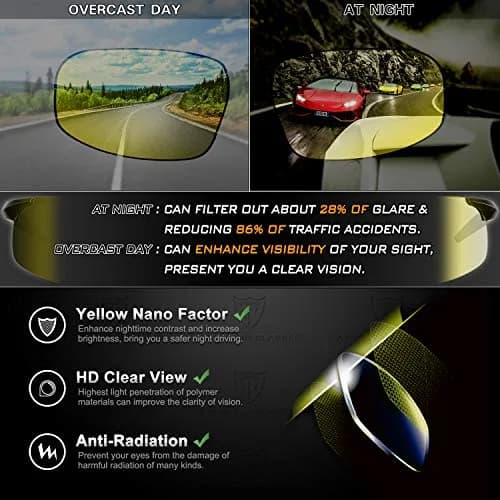 ATTCL Night Driving Glasses for Men & Women HD Yellow Lenses | Anti-Glare, Lightweight Metal Frame (135mm) | Night Safety thumbnail 2