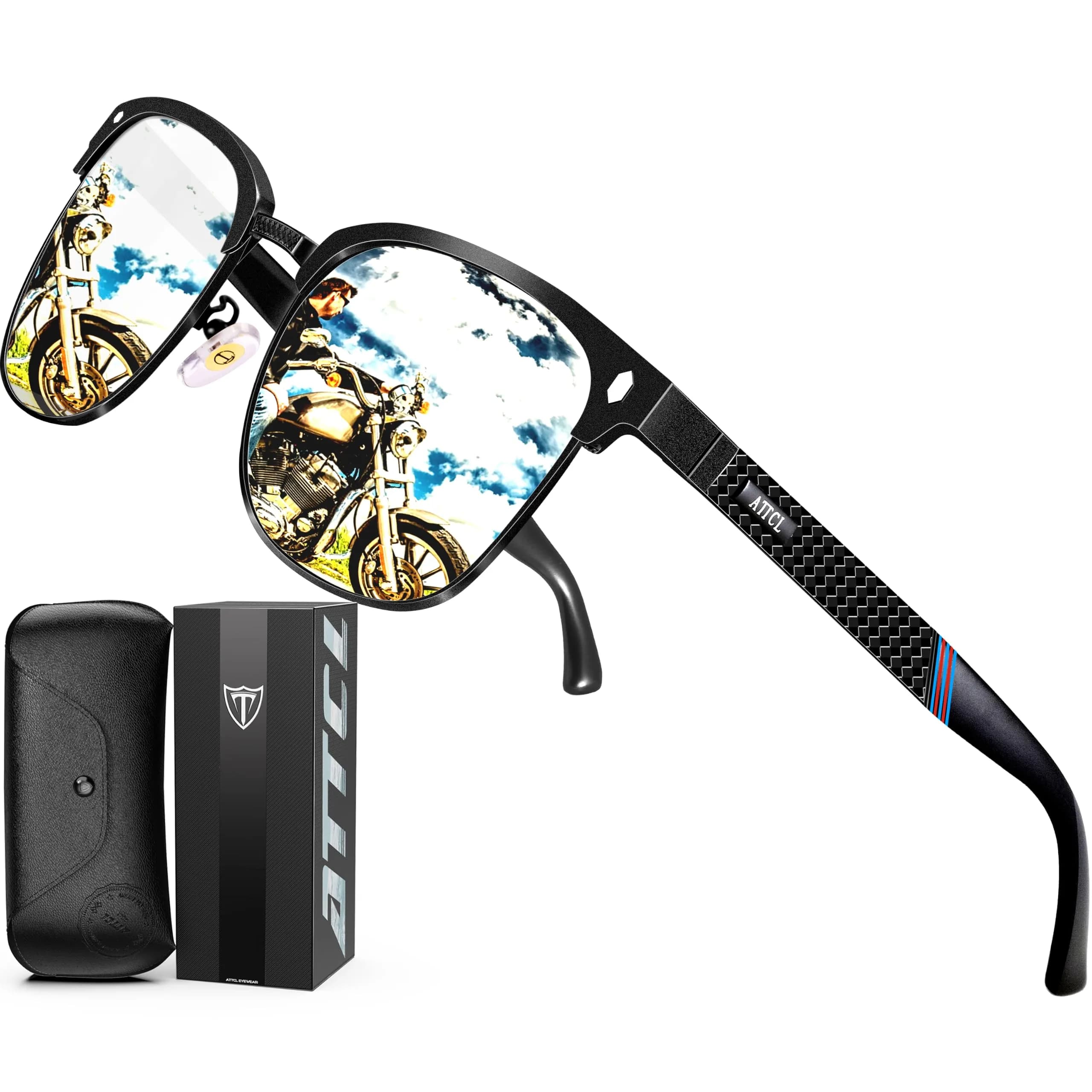 ATTCL Polarized Sunglasses Men Semi Rimless Al-Mg Metal UV400 Lightweight | True Color & Glare-Free Vision
